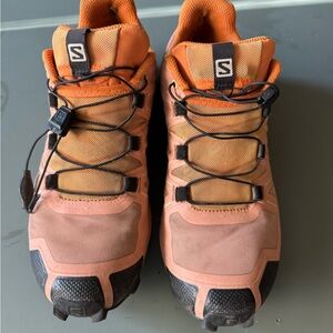 Salomon Bright Orange and Light Pink Trail Shoes